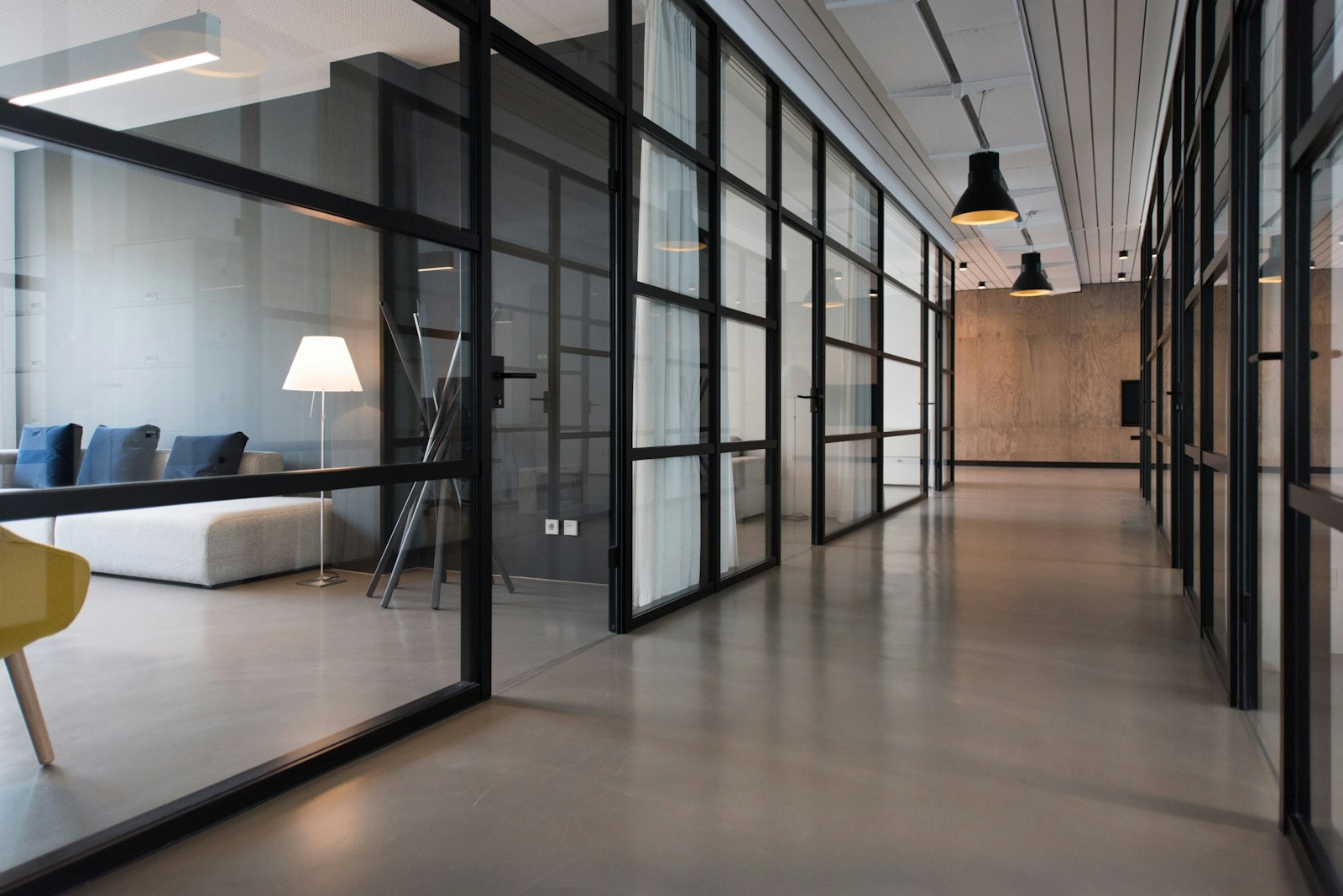 Glass-walled meeting room